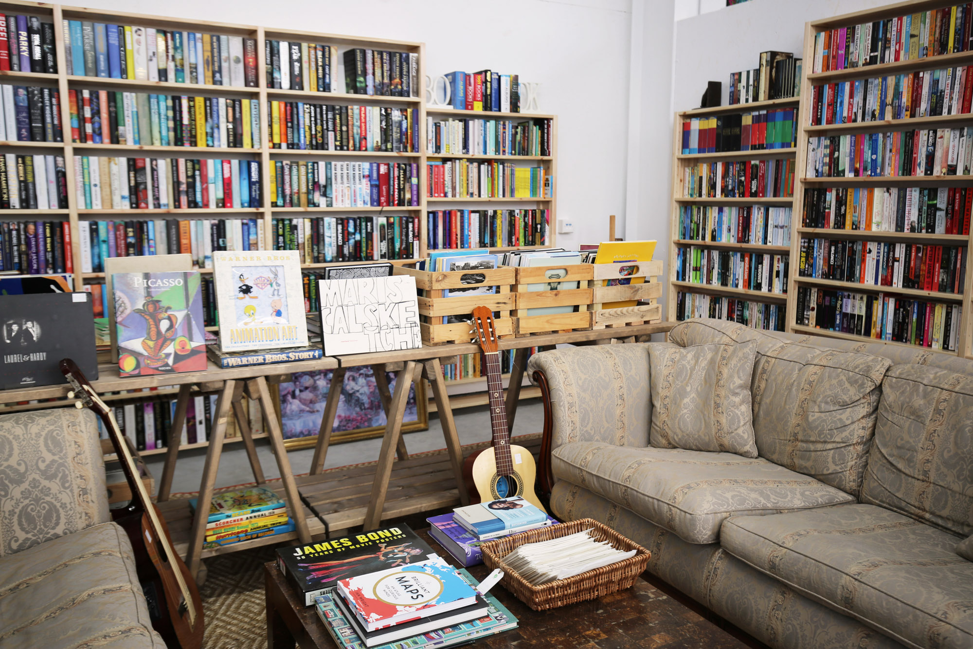 Books and vinyl on display at Durrell charity shop