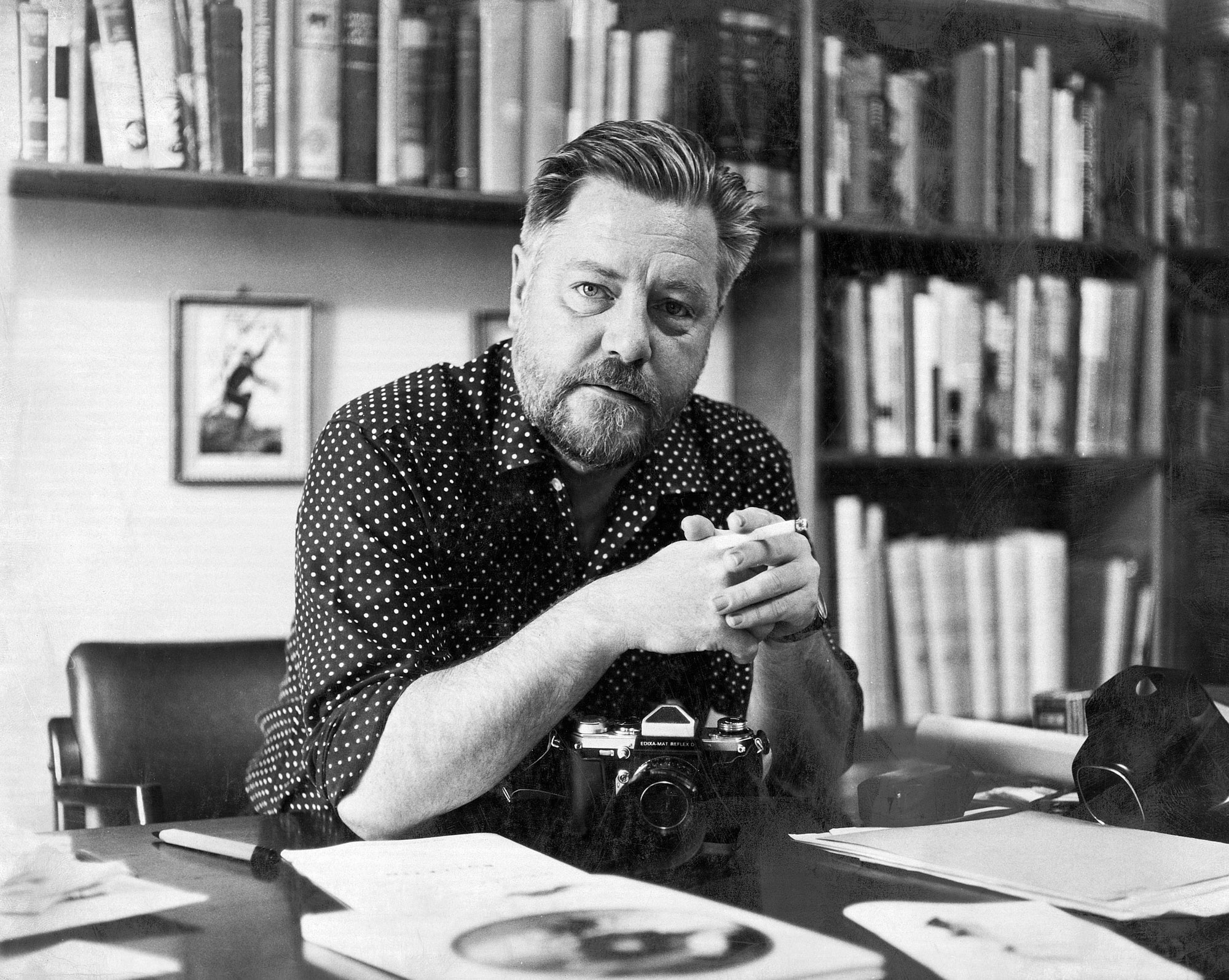 Gerald Durrell in his office