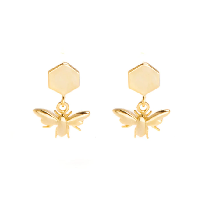 Bees Gold Plated Stud Earrings