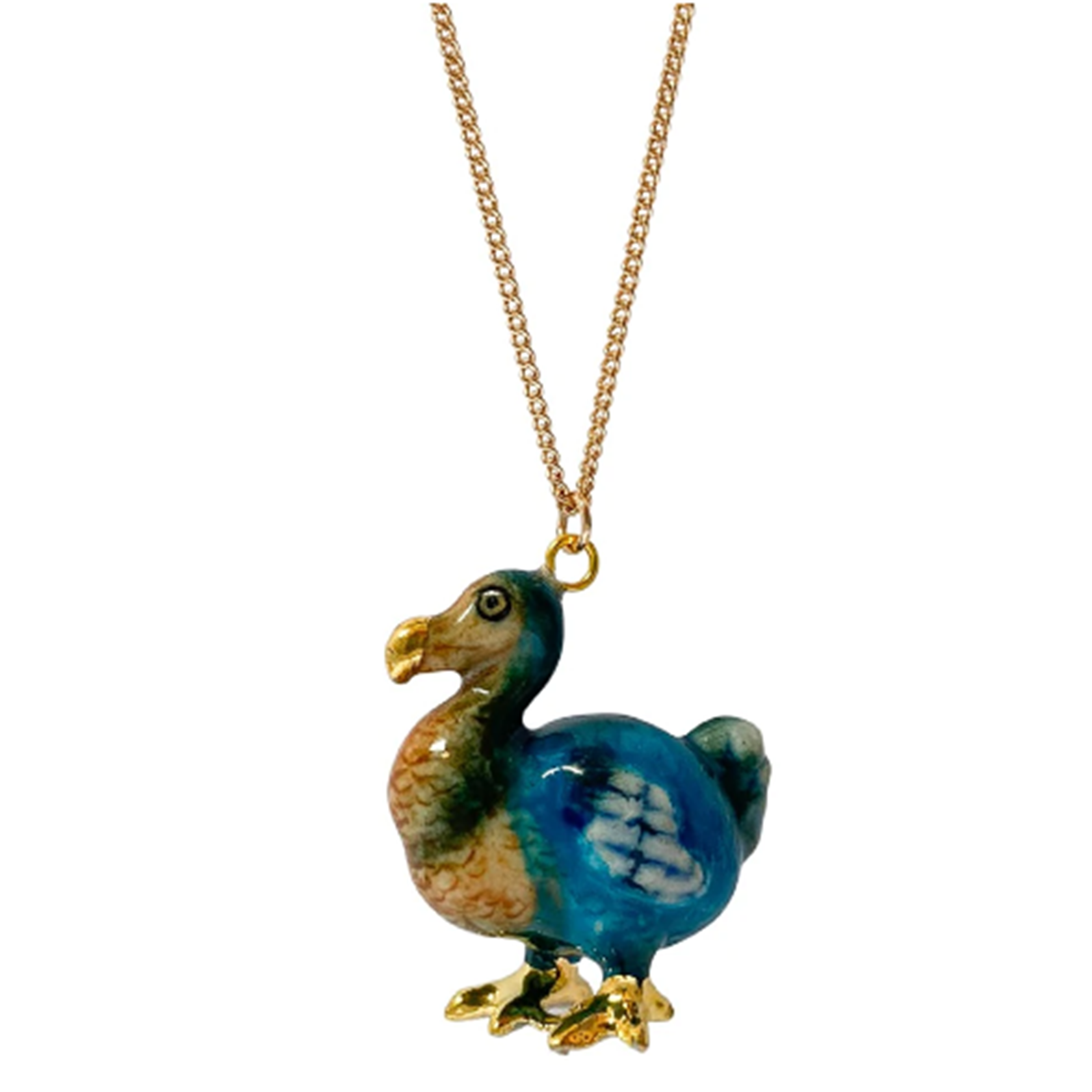 Teal and Gold Dodo Necklace